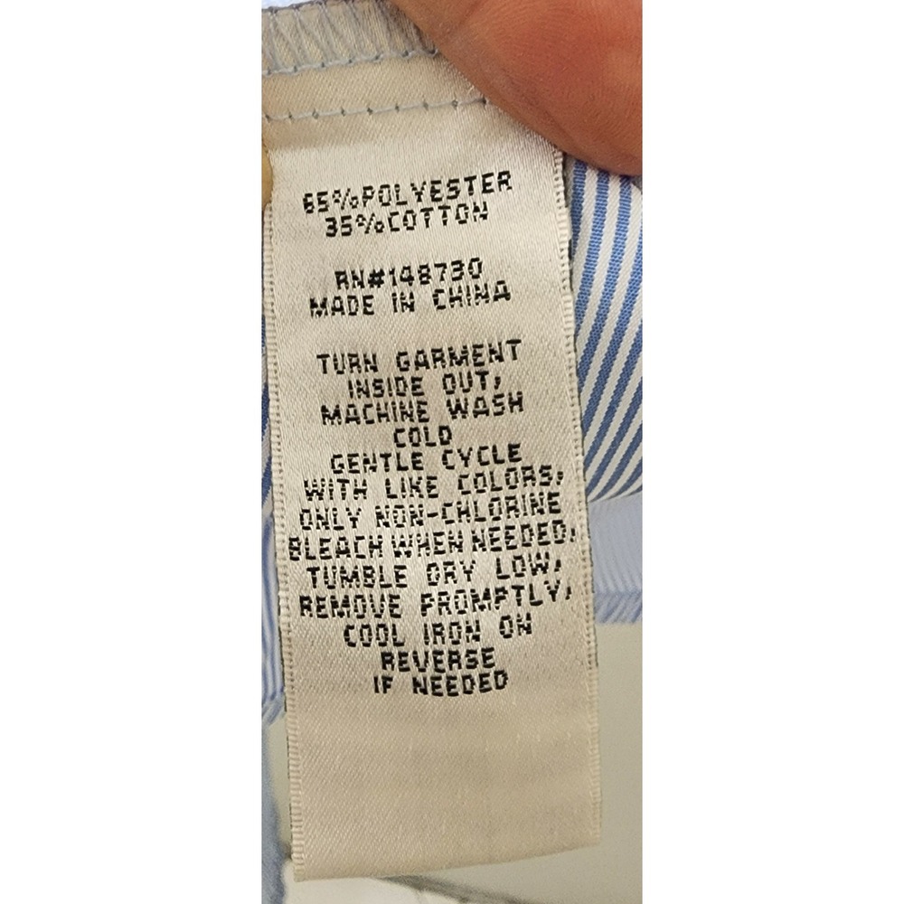 Label by 5 Twelve Blue White Pinstripe Cold Shoulder Ruffle Shirt Dress Size 12 - Picture 5 of 9